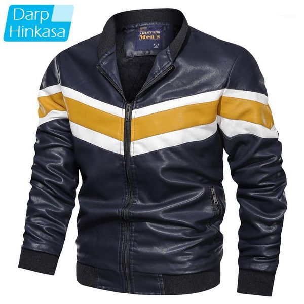 

2020 winter men motor fleece stitching leather jacket coat men fashion locomotive retro warm pu leather jacket1, Black