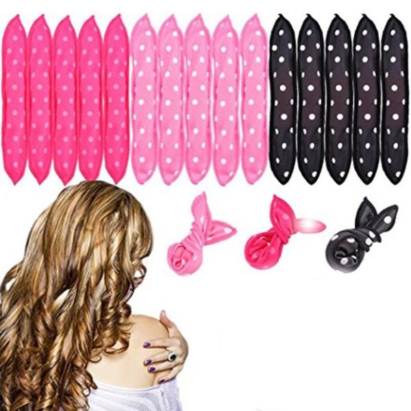 

hair straighteners 10 pcs/lot curlers soft sleep pillow rollers set flexible foam and sponge magic care diy styling tools, Black