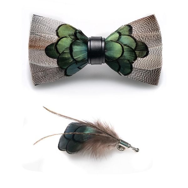 

jemygins original brand peacock feather bow tie handmade green bow men and women brooch gift box set wedding party accessories q jllhly, Black;gray