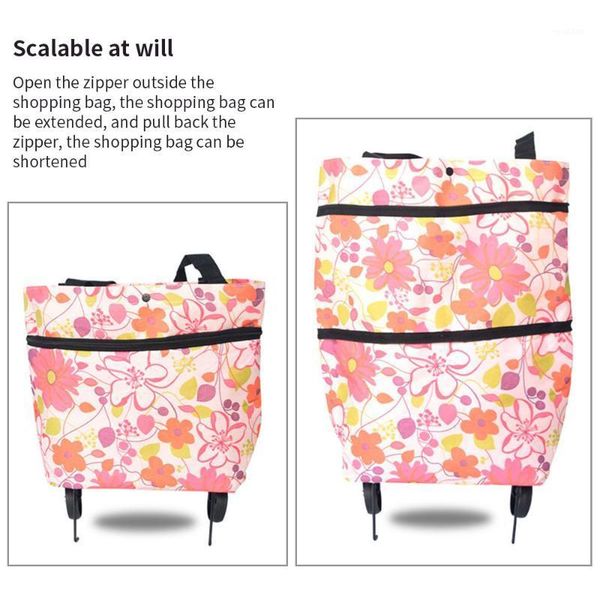 

folding shopping cart laundry grocery trolley handcart market bag portable shopping trolley bag with wheels rolling oxford1