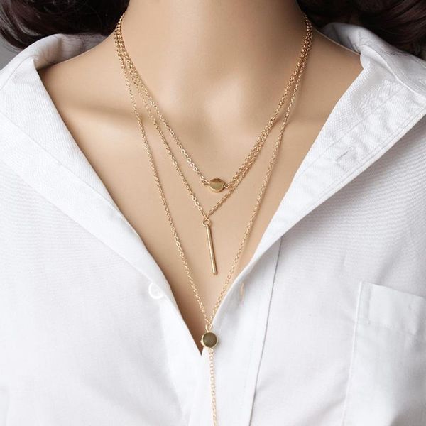 

fashion alloy dot multi-layer necklaces women weeding party pendant gold silver color