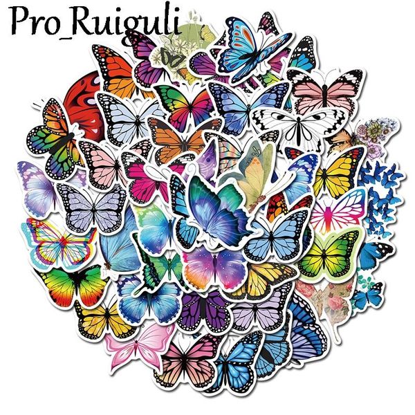 

50pcs colorful butterfly scrapbooking stickers packs waterproof skateboard luggage guitar graffiti kid toy decals pasters gifts wmtpjp