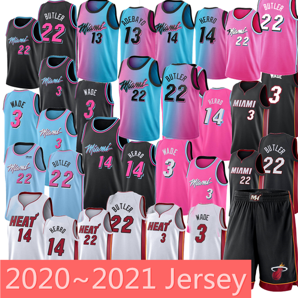 

2020 2021 jimmy 22 butler mens miami heat pink city tyler herro edition dwyane 3 wade bam 13 adebayo dragic nunn basketball jerseys, Black;red