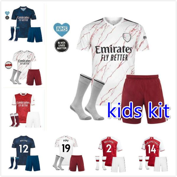 

kids kit gunners home soccer jersey arsen pepe nicolas ceballos henry guendouzi sokratis maitland-niles tierney футбольная рубашка униформа, Black;yellow