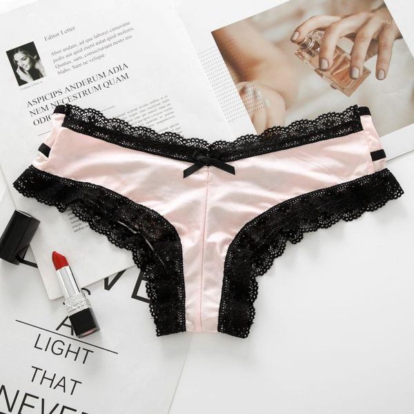 

patchwork vintage lace panties women underwear ladies fashion all seasons low-rise briefs1, Black;pink