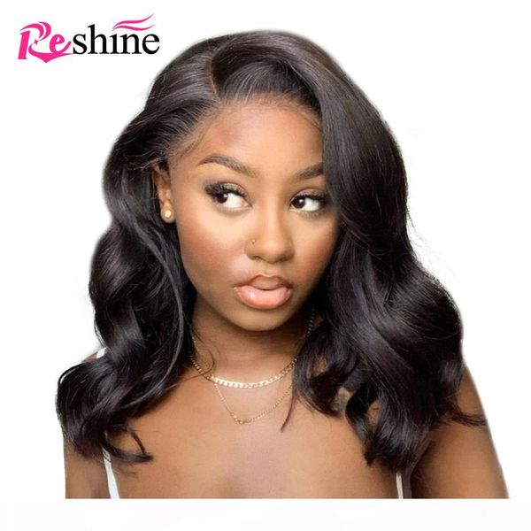 

brazilian body wave wig reshine hair short bob closure wig 4x4 bob lace closure wig human hair wigs pre plucked with baby hair, Black;brown