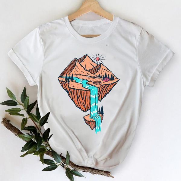 

t-shirts for women 2021 mountain cartoon girl printing 90s cute spring summer lady print graphic tshirt female tee t-shirt, White