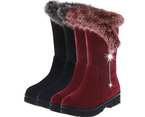 

the south korean version of the new snowshoe for winter thick-soled, non-slip, velveteen and thickened thermal cotton shoes for women velvet, Black