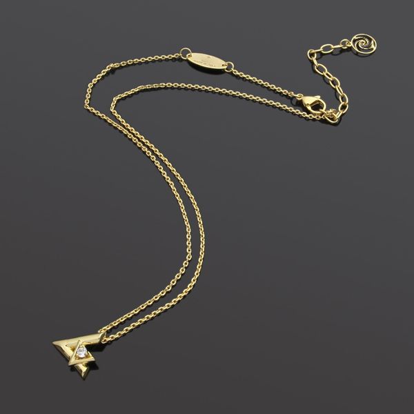 

stainless steel large and small v-shaped interlaced single diamond necklace women's clavicle necklace for woman, Silver