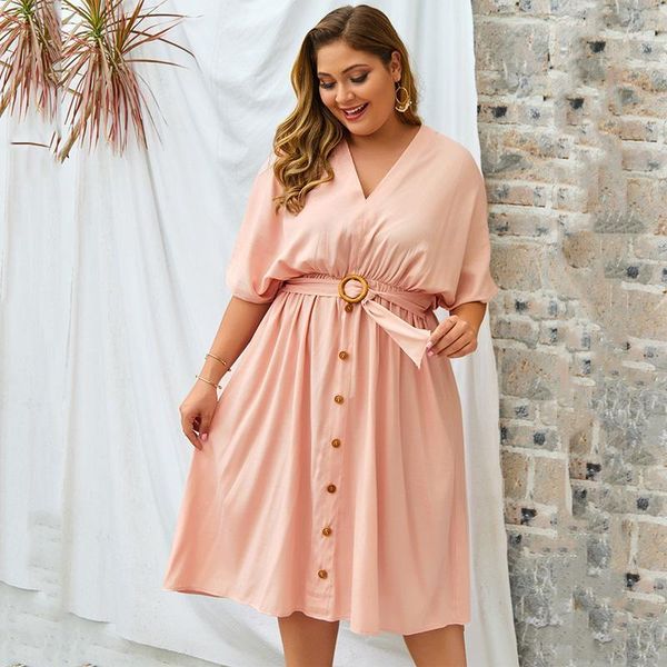 

2020 v-neck party dress women summer long big size dress ladies plus size elegant female midi oversized dresses 4xl1, Black;gray