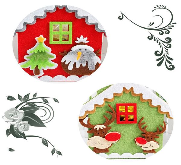

1pcs christmas candy bag house shape cute candy bag xmas tree hanging ornaments new year xmas home decoration kids gift jllgkk