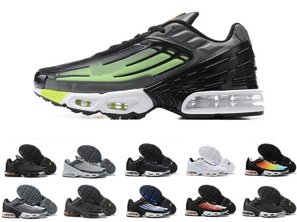 

2020 tn plus iii 3 tuned tn running shoes triple black white hyper blue green shoe men women trainers sports sneakers size 36-45