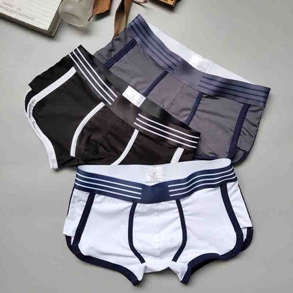 

mens underwear fashion low-waist breathable boxer shorts fit not tight comfortable cotton underwears men casual underpants 4 colors, Black;white