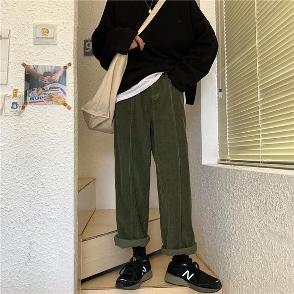 

make firm offers ~ corduroy wide-legged pants easy leisure trousers, Black;white