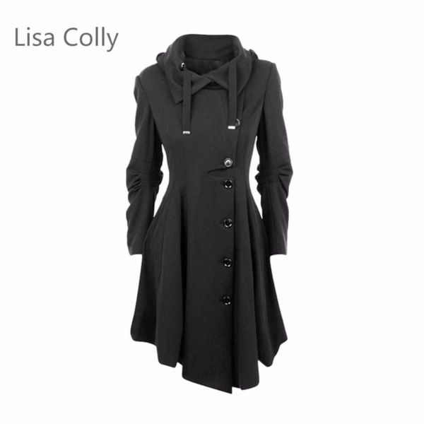 

women's jackets lisa colly spring autumn coat jacket women fashion long sleeve asymmetric length outwear plus size, Black;brown