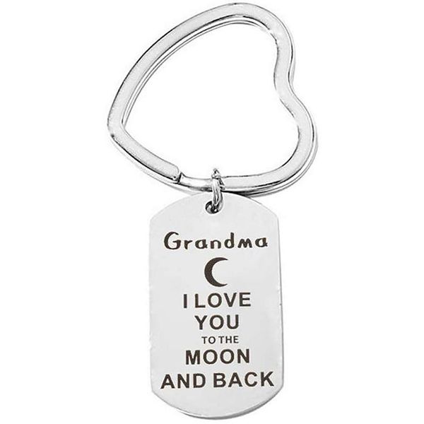 

keychains 2021 creative titanium steel 1pc design family affection keychain i love you to the moon and back, Silver