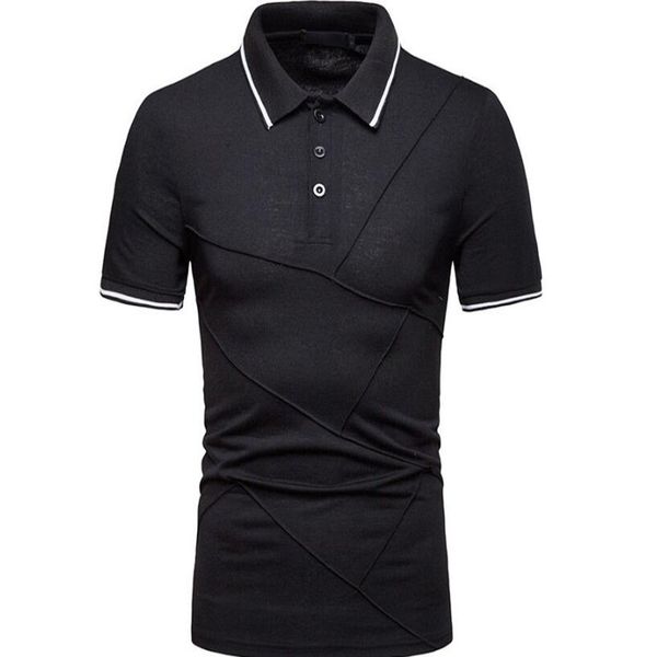 

new men's simple pure color youth style fashion loose lapel polo shirt, White;black