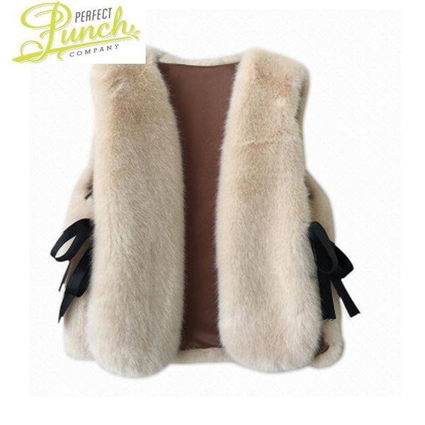 

women's fur & faux vest women vests female furry sweet design winter jackets short sleeveless waistcoat veste femme st131, Black