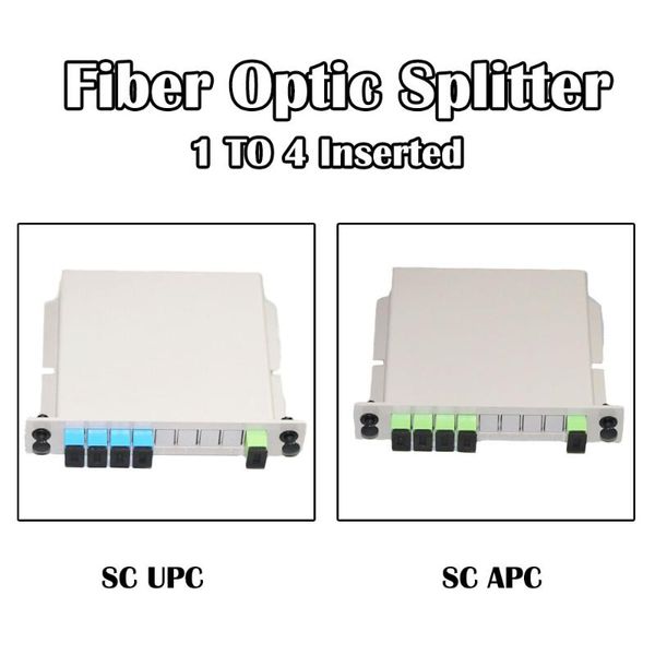 

fiber optic equipment 10 pieces 1 to 4 sc upc/sc apc inserting splitter 1x4 single mode for connector ftth optical pigtail