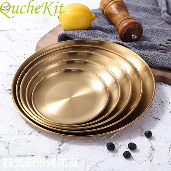 

kitchen storage & organization golden tray metal round smiple snack cake display stainless steel plate pography props home decor1