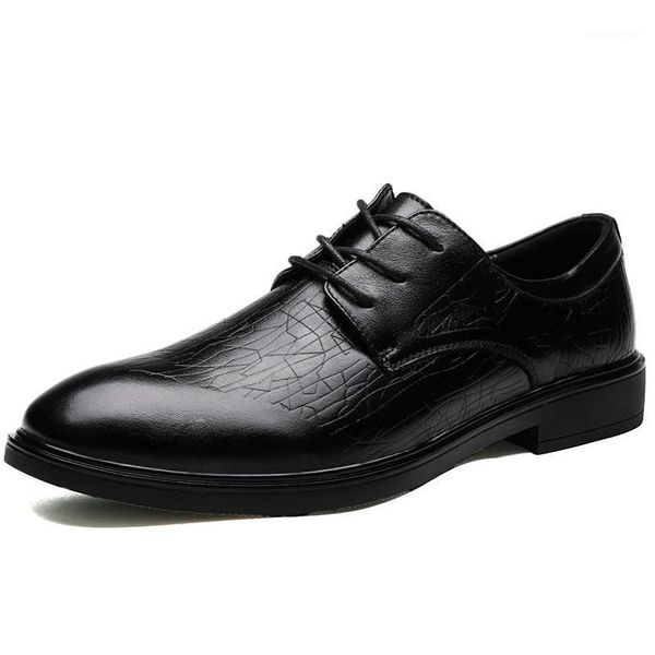 

dress shoes genuine leather men fashion formal business office oxford for plus size 461, Black