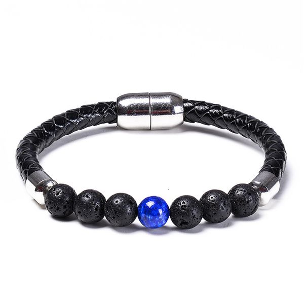 

bead rope bracelets men chakra black bracelet leather magnetic buckle