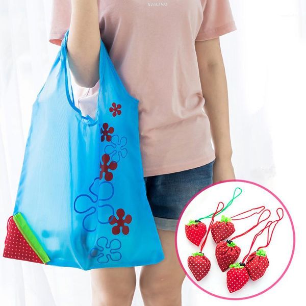 

storage bags 10 color foldable bag portable strawberry modeling tote hanging closet organizer grocery finisher home utensil1