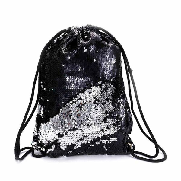 

new mermaid sequins package reversible sequin drawstring backpack glitter cinch pack bags flip shining sports rucksack for kids