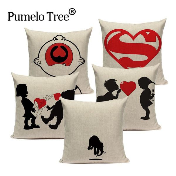 

valentine day cushion cover linen home gamer chair decorative simple style love pattern pillowcase custom print throw pillows