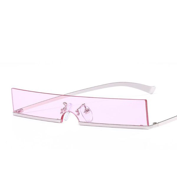 

New Siamese Rectangle Sun Glasses UV400 Original Men Women Metal Small Frame Sunglasses Fashion Ocean Lens Eyeglasses OT1023, White;black