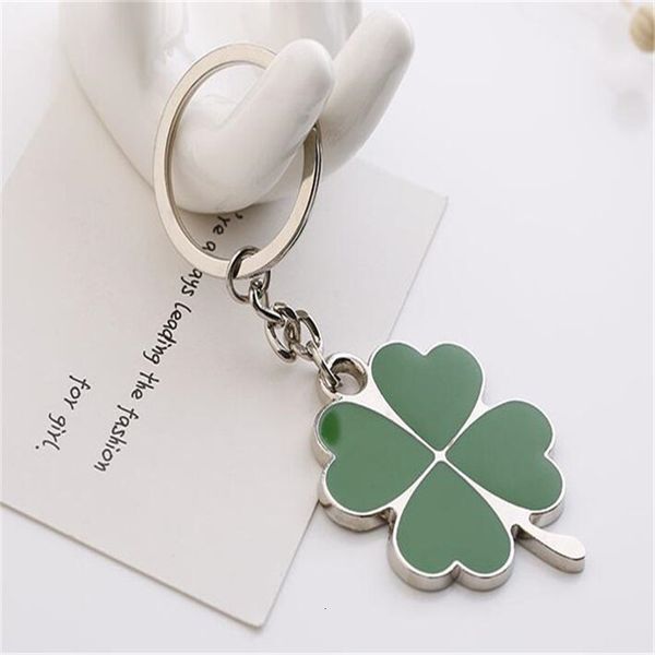 

leaf keychain fashion creative beautiful four stainless green clover steel lucky key chain jewelry b074, Silver
