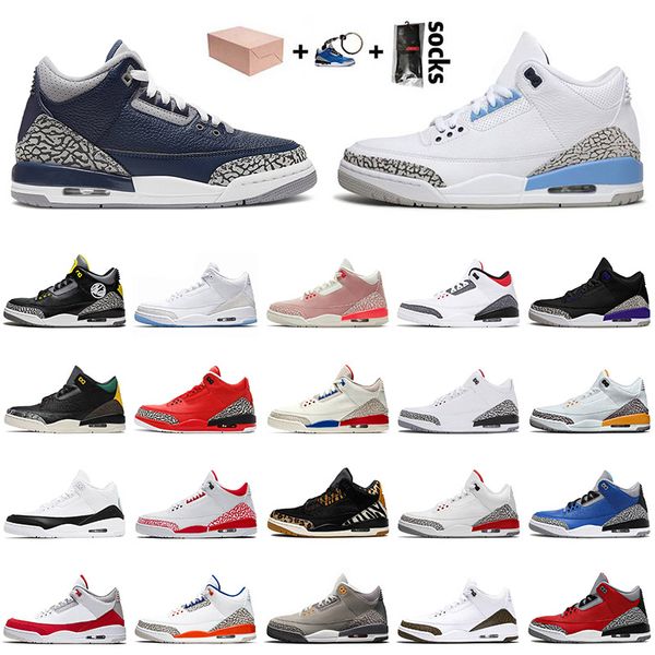 

2021 with box basketball shoes iii midnight navy mens womens jumpman unc fragment knicks rivals retro mocha trainers sneakers, White;red