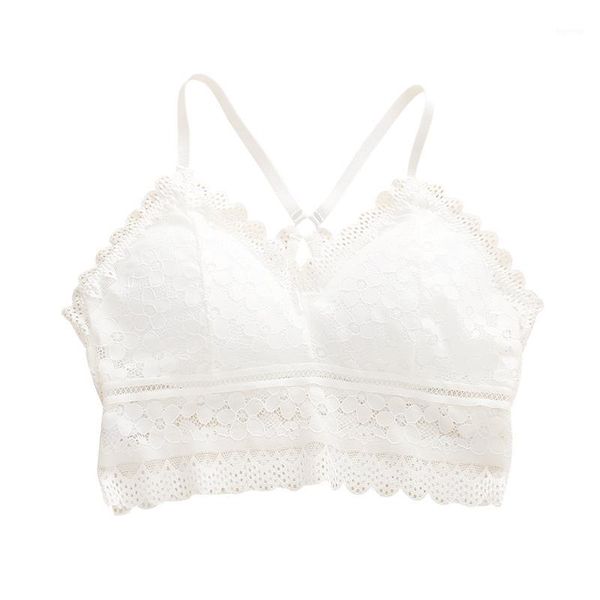 

summer women's no steel ring beautiful back leter lace camisole wrapped chest french multicolor1, Black;white