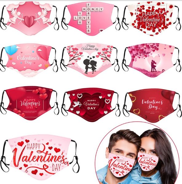 

valentine's day designer masks 2021 3d printing heart happy valentine's day washable pink cotton couple mask