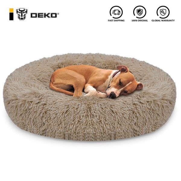 DEKO Pet Dog Beds Kennel Round Fluffy Cat House Super Soft Warm Confortevole Cuscino per dormire Mat Divano Forniture per cuccioli domestici 201123