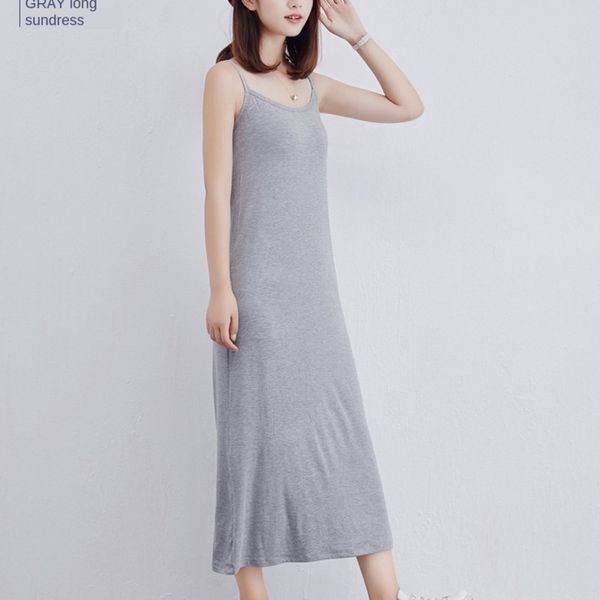 

womens large size bottoming long loose sleeveless vest skirt hvmwzbaxdd, Black;gray