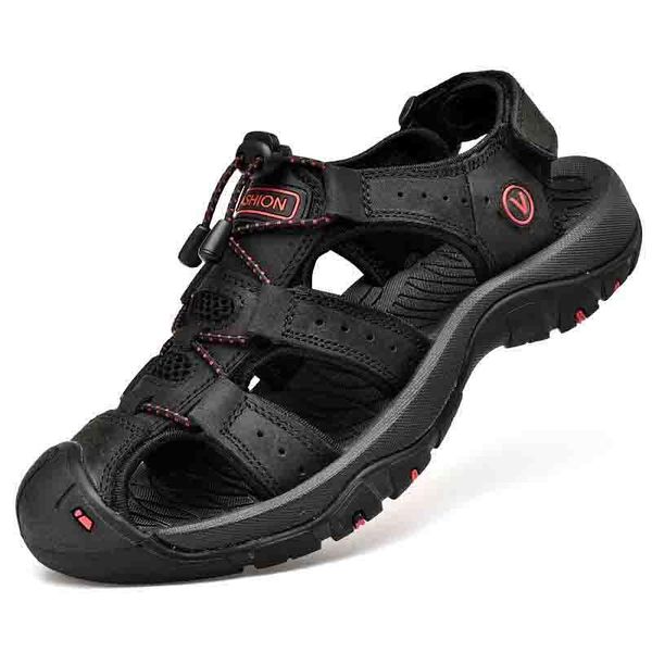 

motorcycle footwear classic men's sandals summer soft comfortable men shoes genuine leather big size outdoor roman