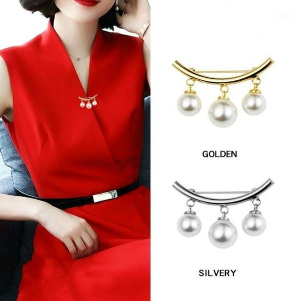 

awaytr fashion white pearl brooch for women ladies pins for coat dress luxury female party ball accessories gifts, Gray