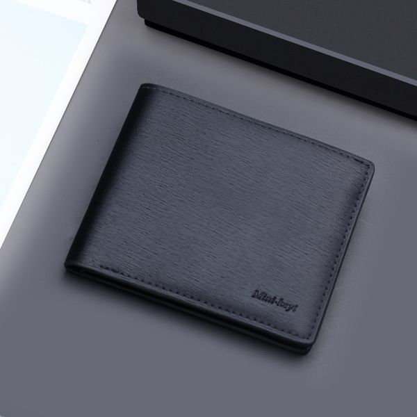 

short multi-card ultra-thin men small leather clip business men's wallet, Red;black