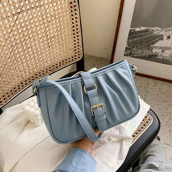 

female fashion pu leather crossbody bags for women 2020 pleated shoulder messenger bag ladie hand sling luxury handbags designer c0117