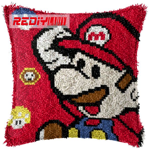 

rediy ladiy latch hook yarn for cover red marie case sofa cushion printed canvas home decorative pillow cj191212outletehy1