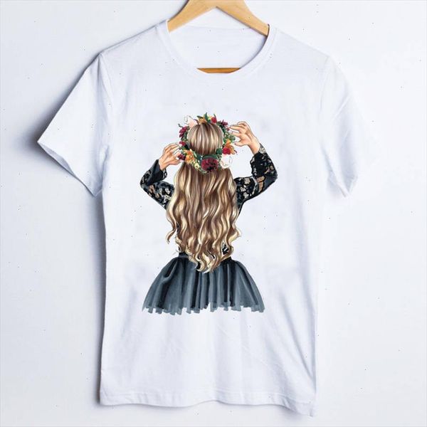 

tees for women print elegant girl harajuku cartoon style 90s ladies clothes lady clothing female t shirt womens t shirt, White