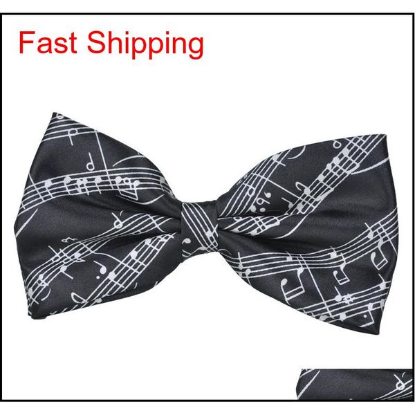 

fashion polyester silk wedding bow tie silk tie with music element pq6hr, Black;gray