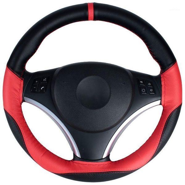 

car styling diy steering wheel covers extremely soft leather on steering-wheel car needle thread 38cm interior accessories1