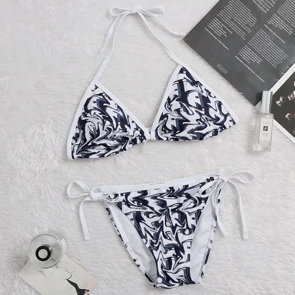 

new fashion light luxury bikini women's neck strap d letter printed swimsuit