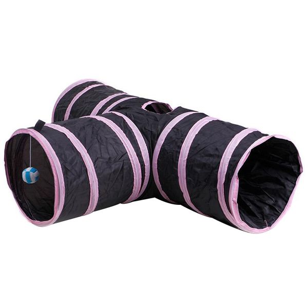 

2020 new arrival three-way cat tunnel foldable t-shaped y-shaped cat drill hole pets cat toy spots