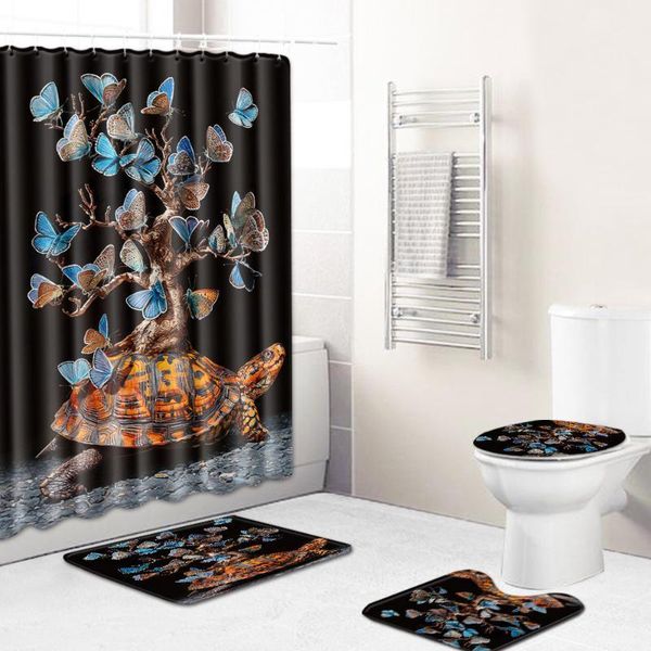 

butterfly bathroom floor mat combination 4-piece suit toilet toilet carpet shower mat foot pad cross border issue1