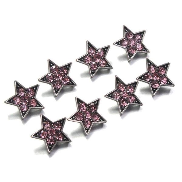 

6 colors 10pcs lot crystal five pointed star 12mm metal snaps button for women's bracelet metal snap earrings jewelry h bbyxhq