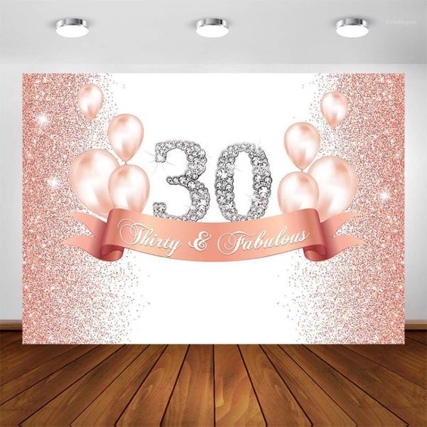 

background material pink gold gliiter 30 40 50 60 birthday backdrop women happy party banner balloons decor po booth background1