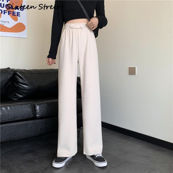 

women's pants & capris high waist loose wide legs for women 2021 autumn casual straight female trousers full length elastic korean y2k, Black;white